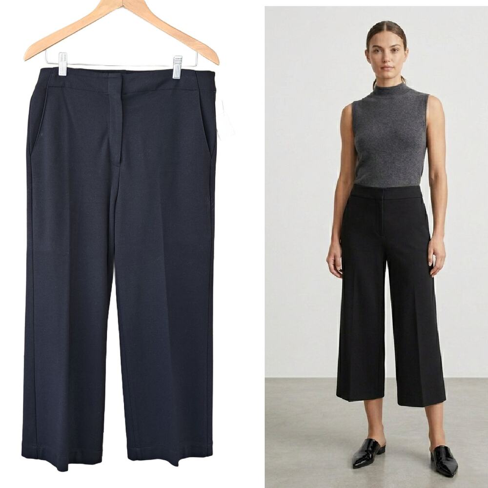 THEORY Clean Terena C Fixture Ponte Wide Leg Crop Pant Size 8 Minimalist